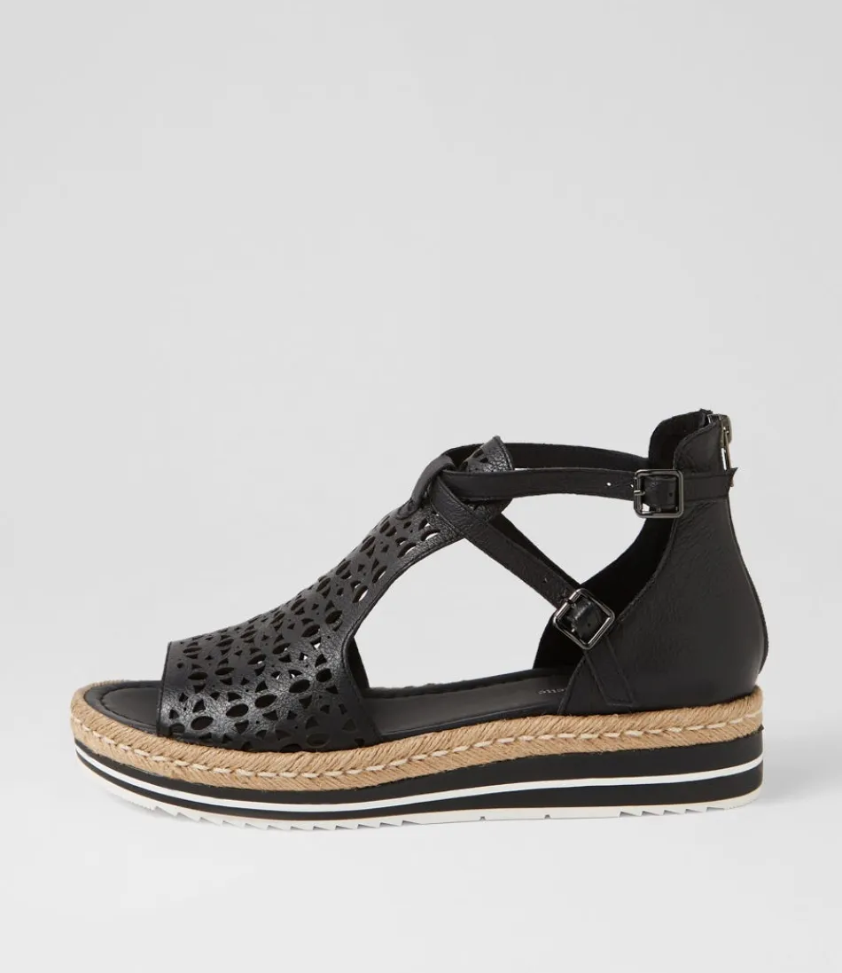 Women DJANGO & JULIETTE Espadrilles<Accra Black Leather Espadrilles