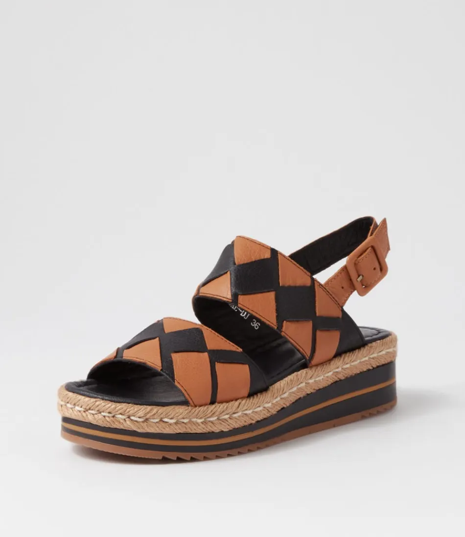 Women DJANGO & JULIETTE Espadrilles<Acke Black Dark Tan Weave Leather Espadrilles