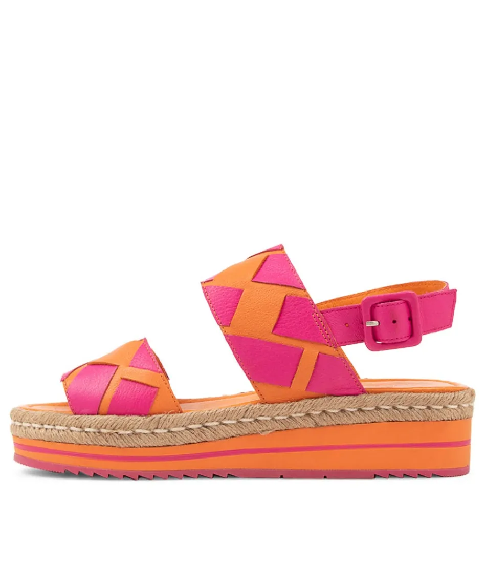 Women DJANGO & JULIETTE Espadrilles<Acke Bright Orange Fuchsia Leather Sandals