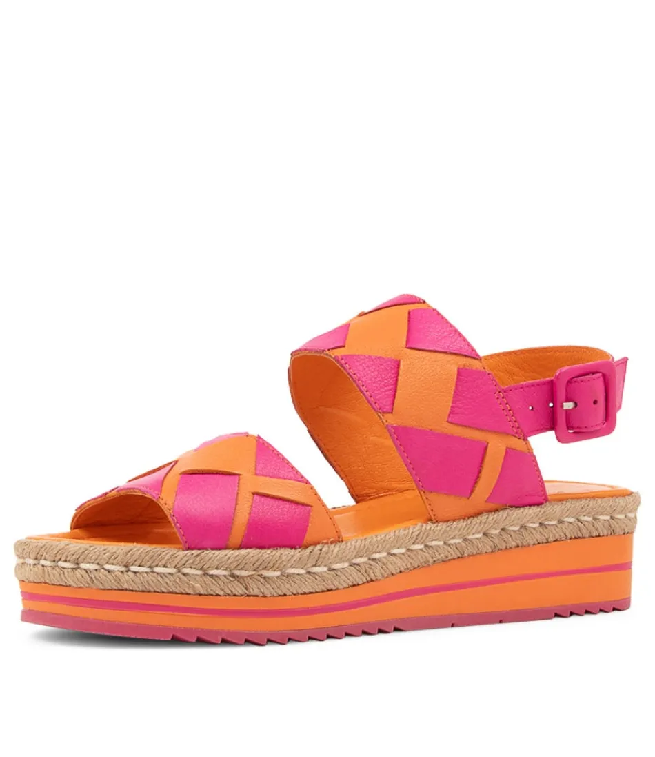 Women DJANGO & JULIETTE Espadrilles<Acke Bright Orange Fuchsia Leather Sandals