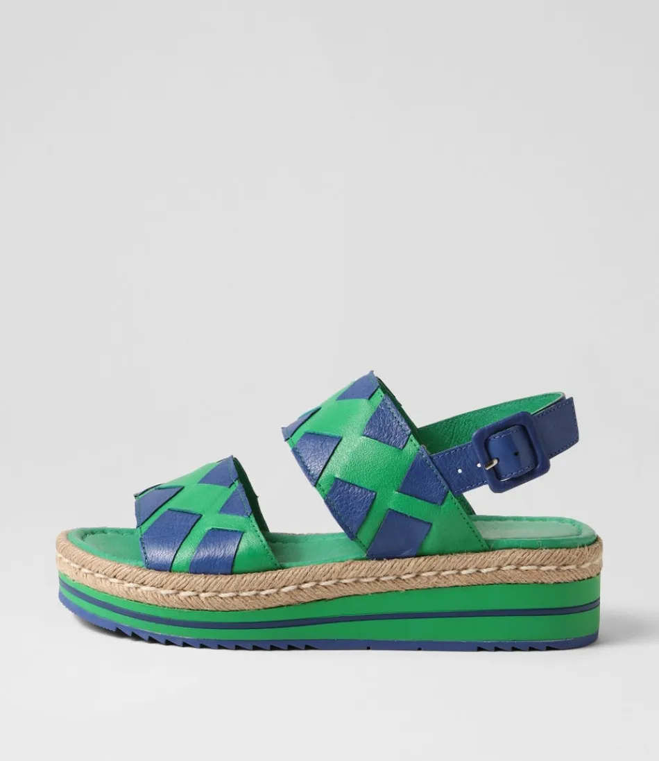 Women DJANGO & JULIETTE Espadrilles<Acke Emerald Cobalt Leather Sandals