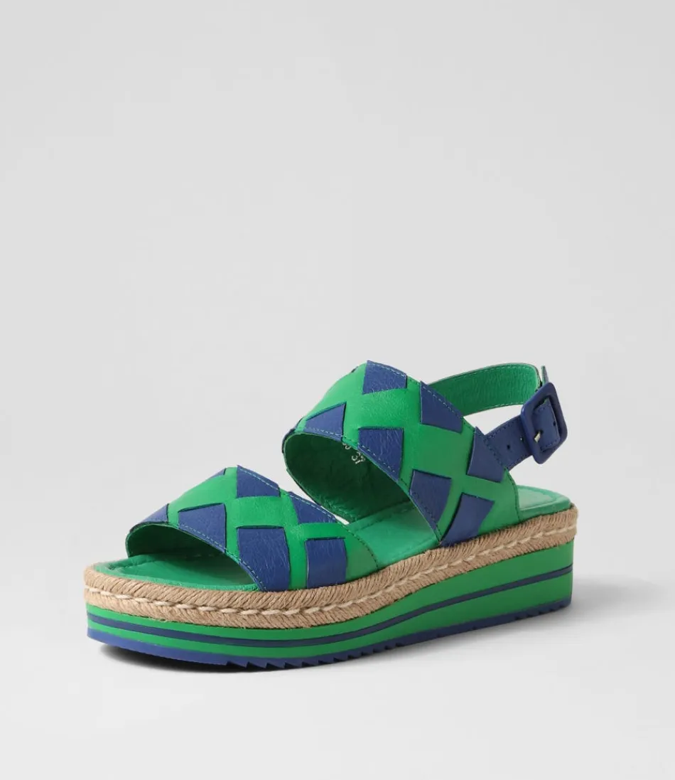 Women DJANGO & JULIETTE Espadrilles<Acke Emerald Cobalt Leather Sandals