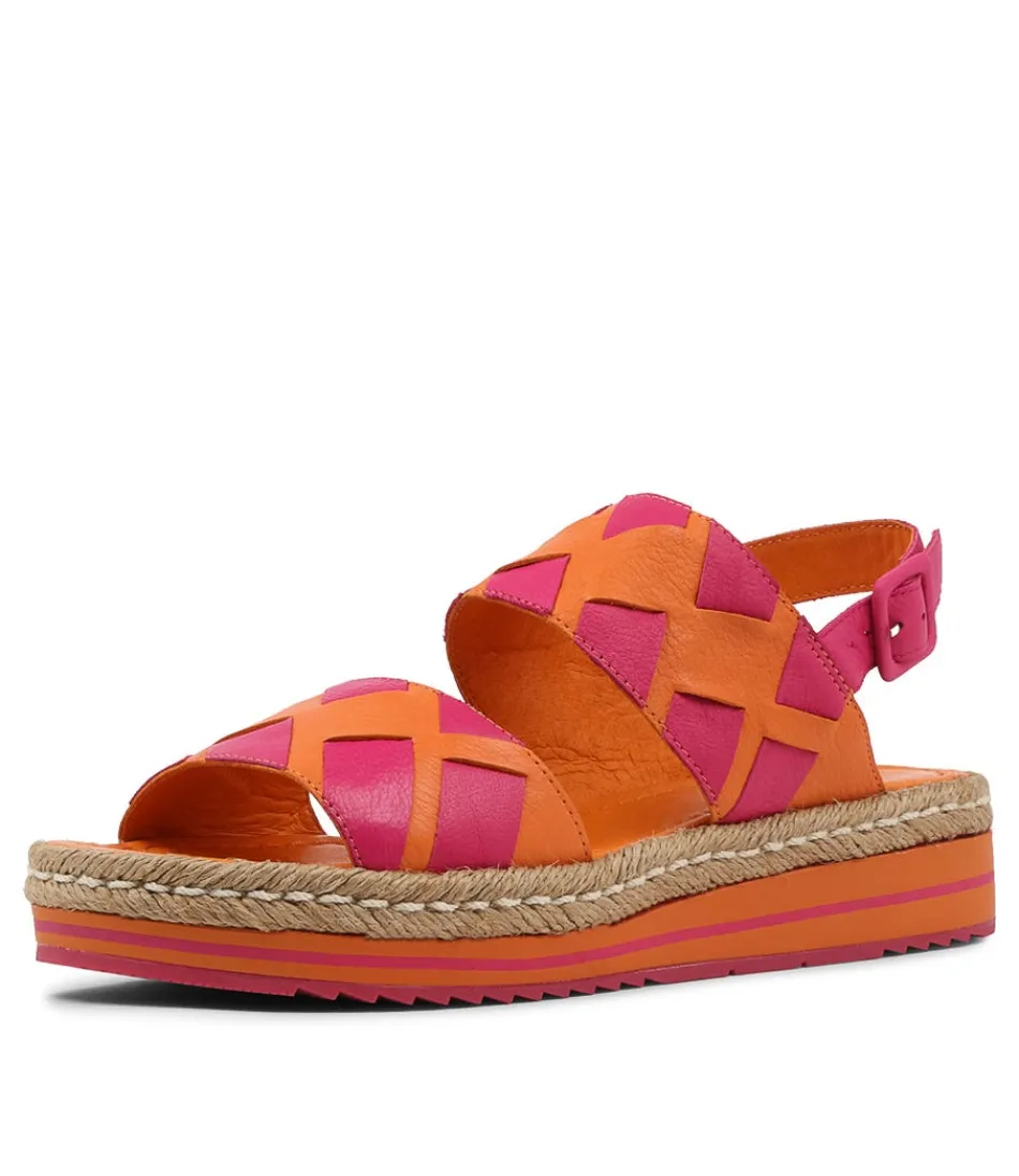 Women DJANGO & JULIETTE Espadrilles<Acke Orange Fuchsia Leather Espadrilles