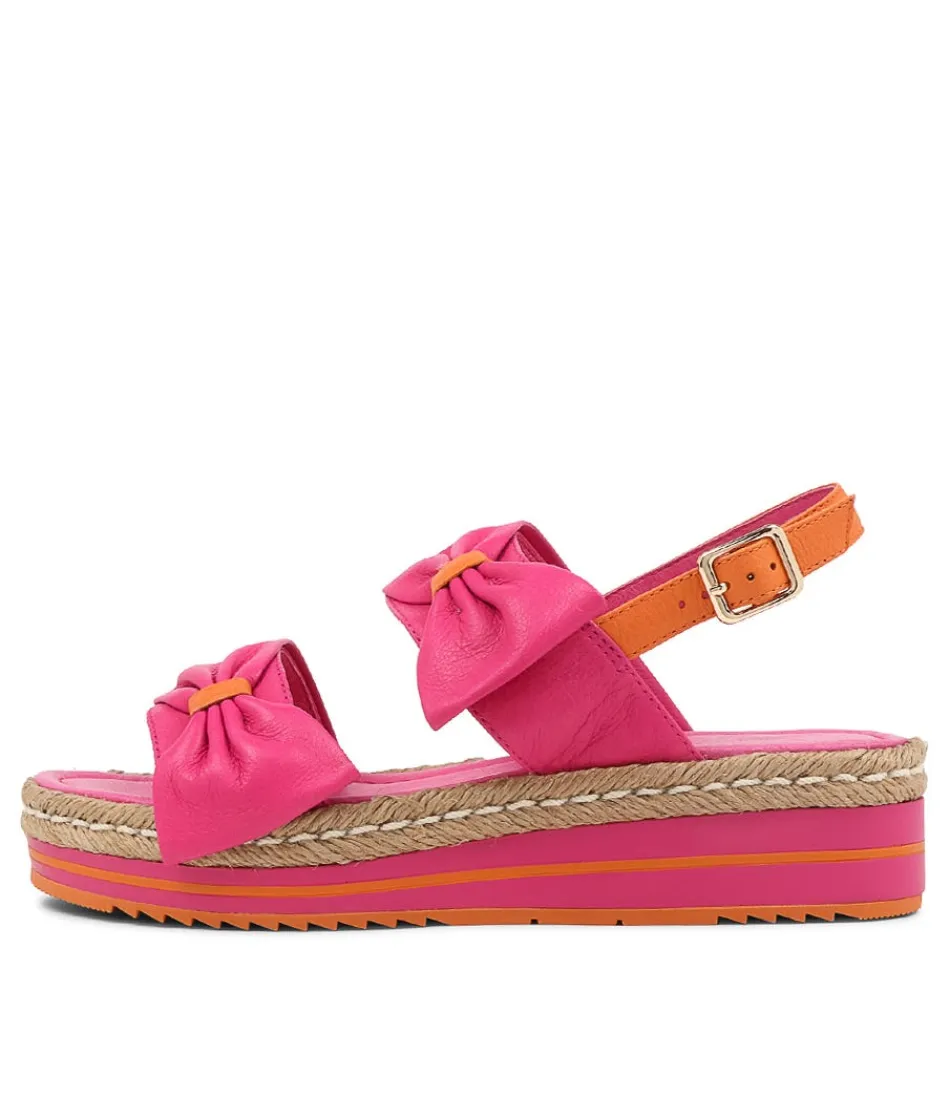 Women DJANGO & JULIETTE Espadrilles<Adair Fuchsia Bright Orange Leather Sandals