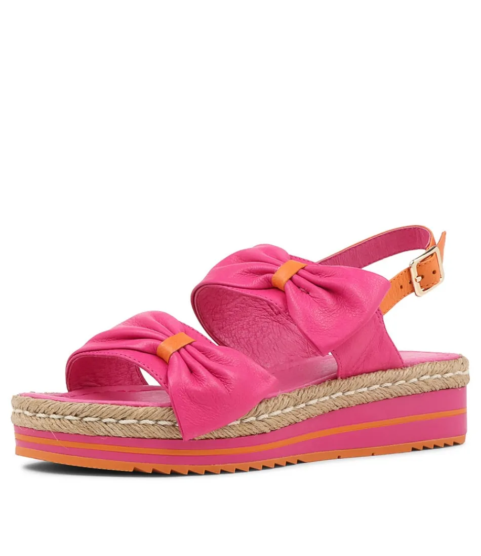 Women DJANGO & JULIETTE Espadrilles<Adair Fuchsia Bright Orange Leather Sandals