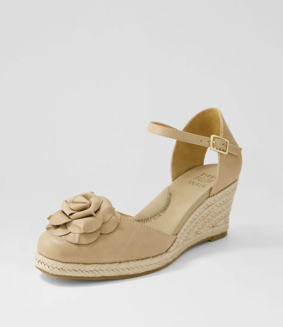 Women ZIERA Wedges<Adira W Latte Leather Wedges