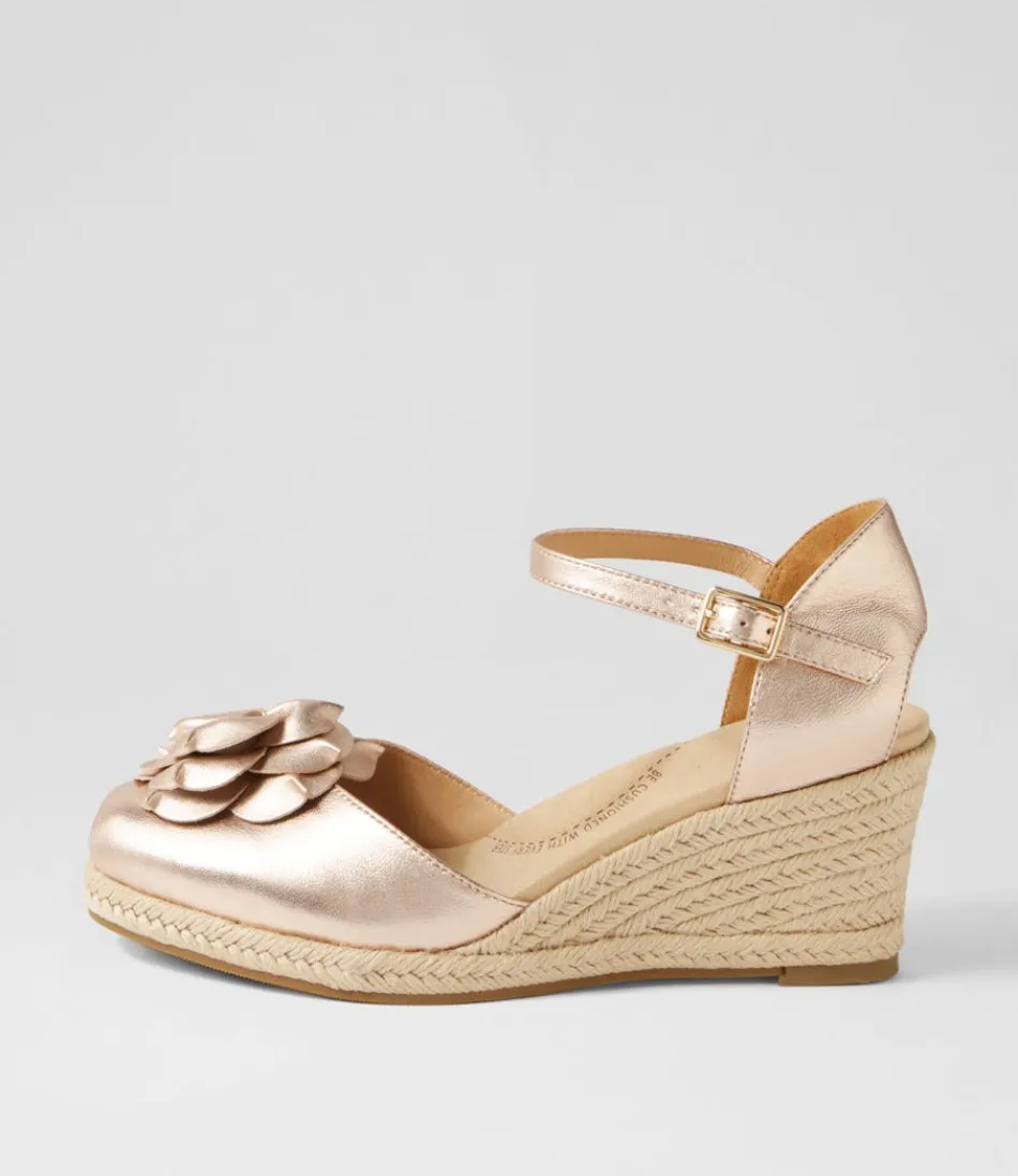 Women ZIERA Wedges<Adira W Pale Rose Gold Leather Wedges