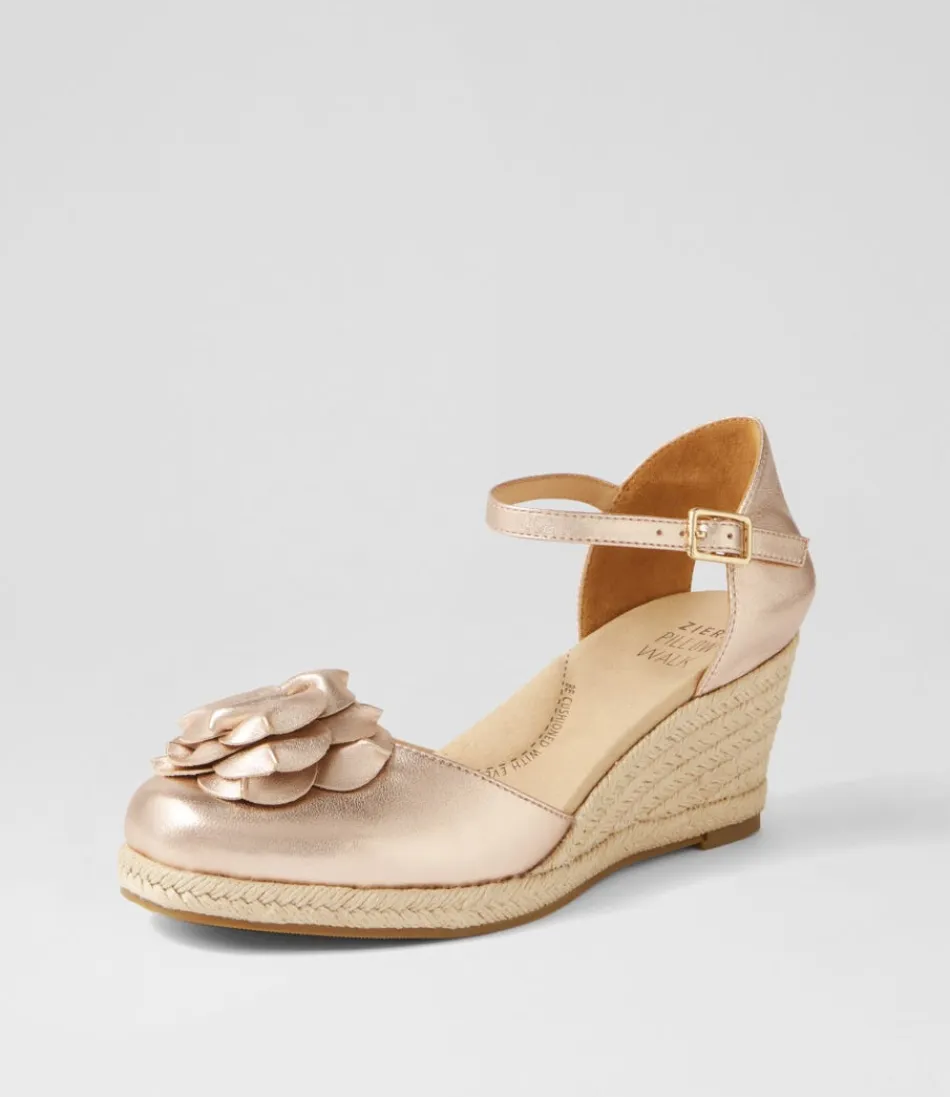 Women ZIERA Wedges<Adira W Pale Rose Gold Leather Wedges