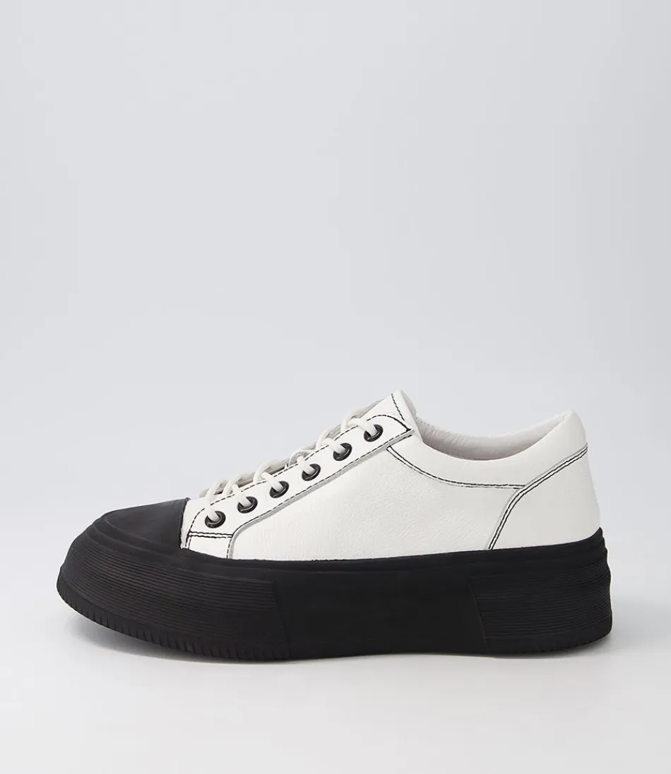 Women DJANGO & JULIETTE Sneakers<Agot White Black Leather Stitch Sneakers