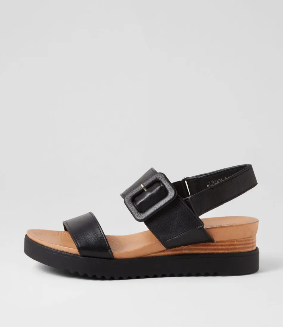 Women DJANGO & JULIETTE Wedges<Albany Black Leather Sandals