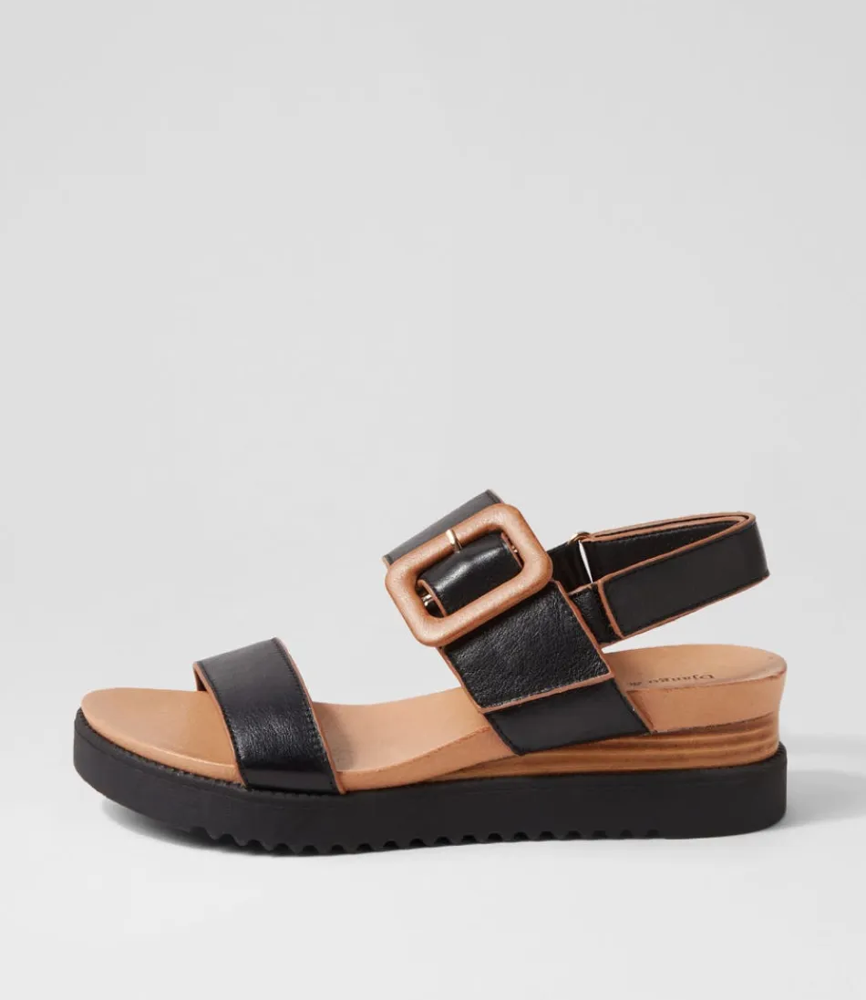 Women DJANGO & JULIETTE Wedges<Albany Black Tan Leather Sandals