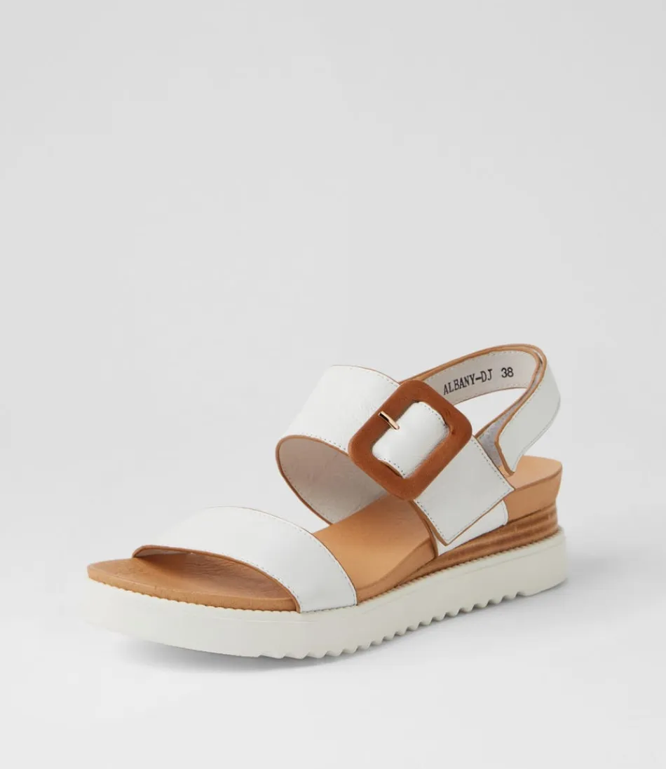 Women DJANGO & JULIETTE Wedges<Albany White Tan Leather Sandals