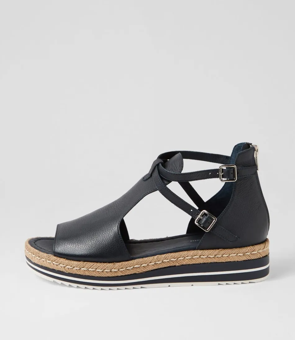 Women DJANGO & JULIETTE Espadrilles<Alexys Lrg Navy Leather Espadrilles