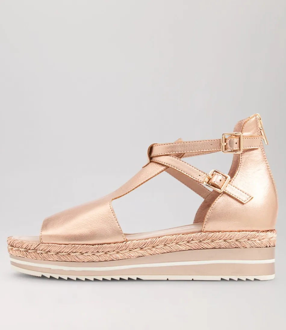 Women DJANGO & JULIETTE Espadrilles<Alexys Pale Rose Gold Rope Leather Sandals