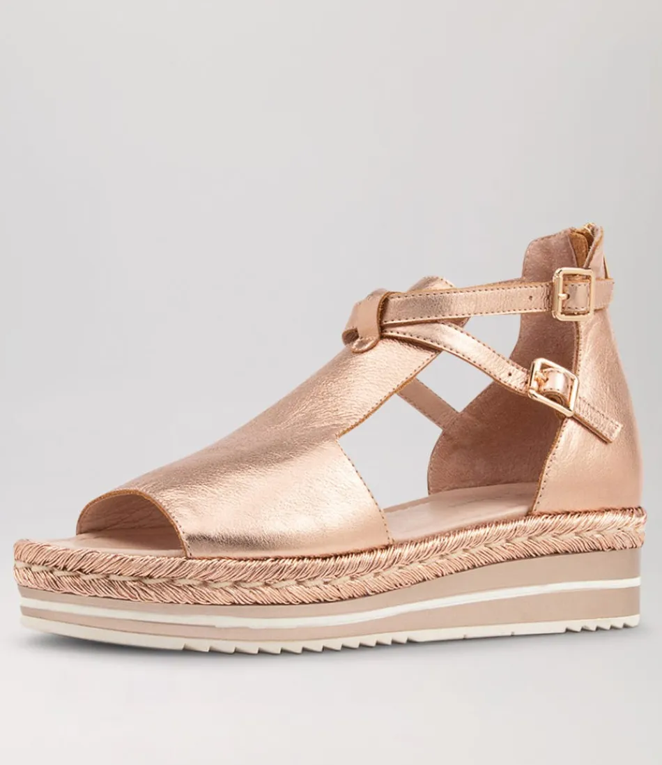 Women DJANGO & JULIETTE Espadrilles<Alexys Pale Rose Gold Rope Leather Sandals