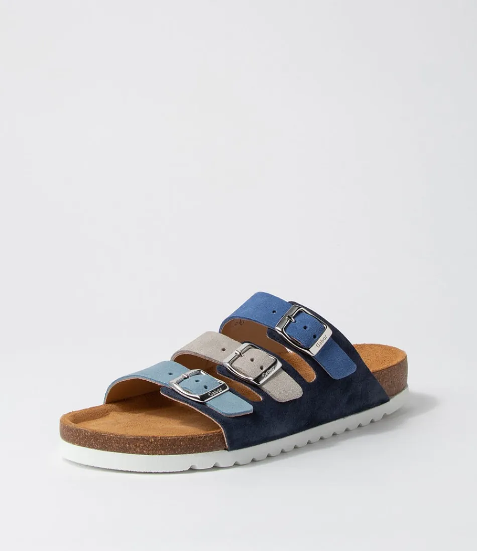 Women GABOR Comfort<Alfy Blau Kombi Suede Sandals