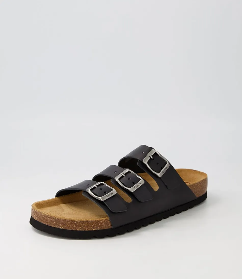 Women GABOR Comfort<Alfy Schwarz Leather Sandals