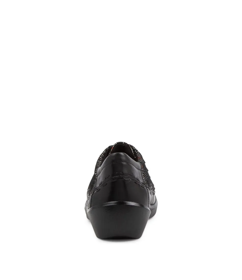 Women ZIERA Comfort<Allsorts W Black Check Leather Lace-Up Shoes