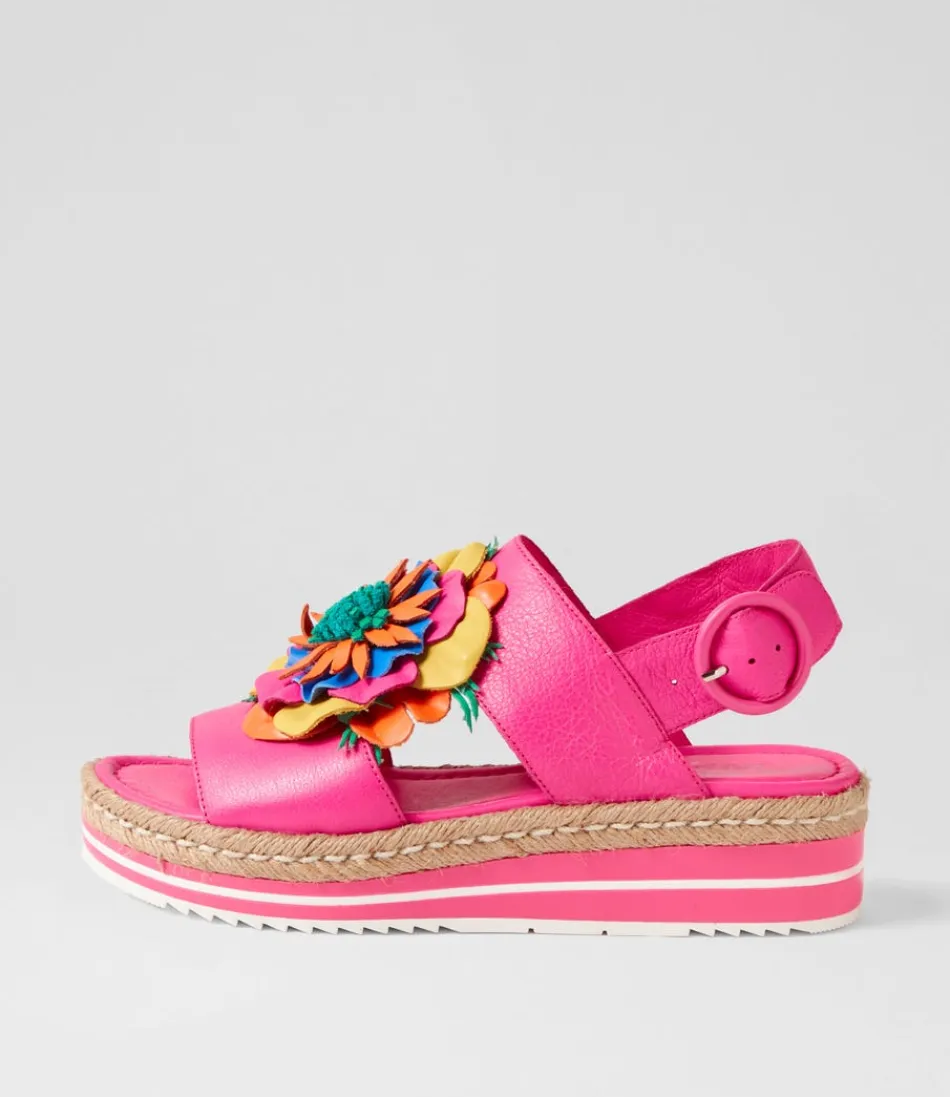 Women DJANGO & JULIETTE Espadrilles<Amare Hot Pink Bright Multi Leather Sandals