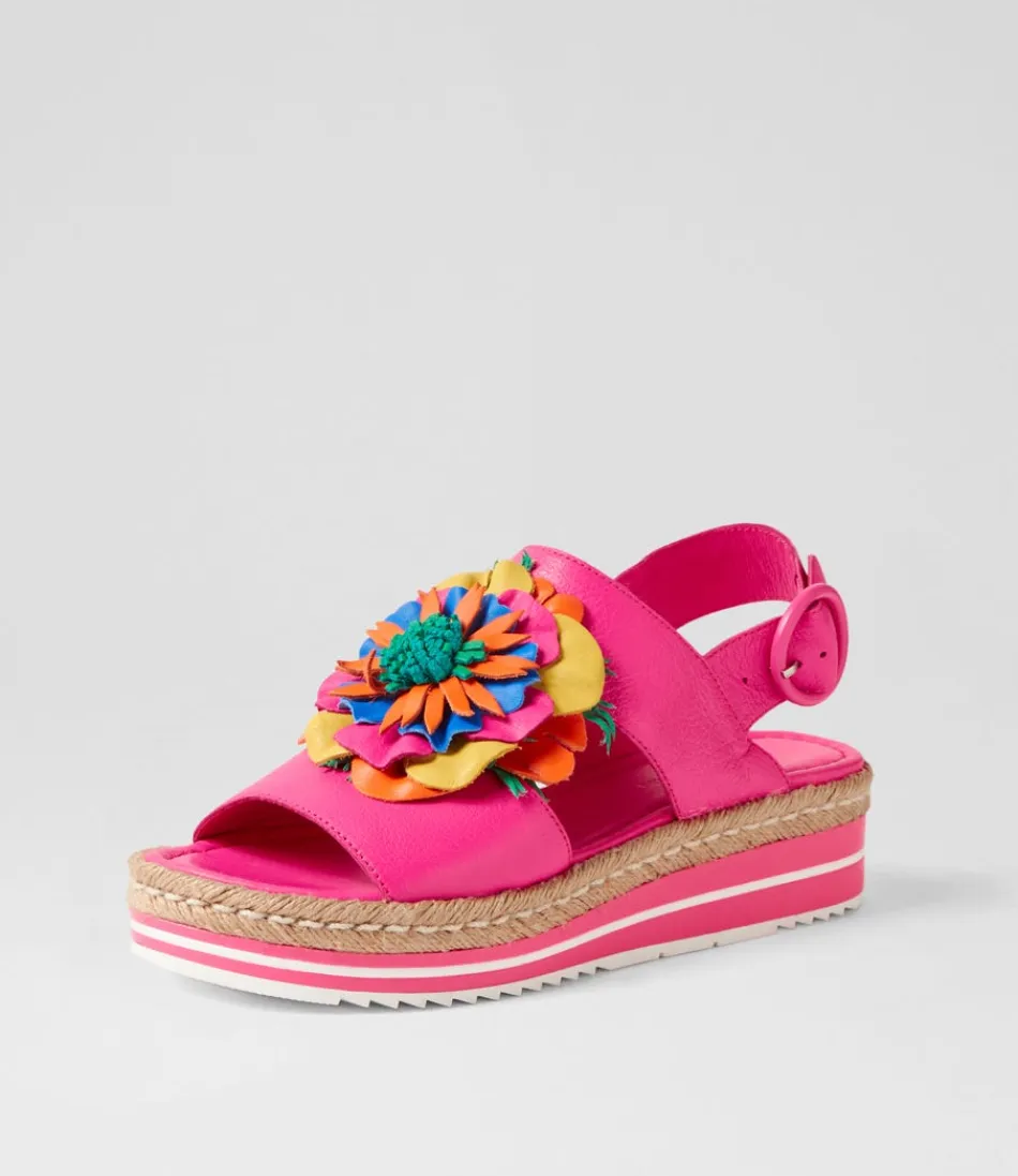 Women DJANGO & JULIETTE Espadrilles<Amare Hot Pink Bright Multi Leather Sandals