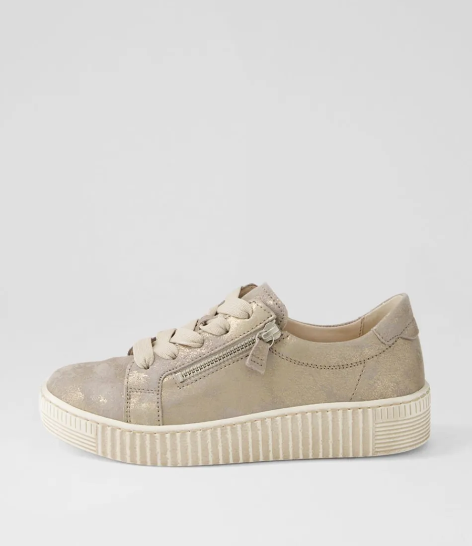 Women GABOR Comfort<Amelia Muschel Beige Suede Sneakers