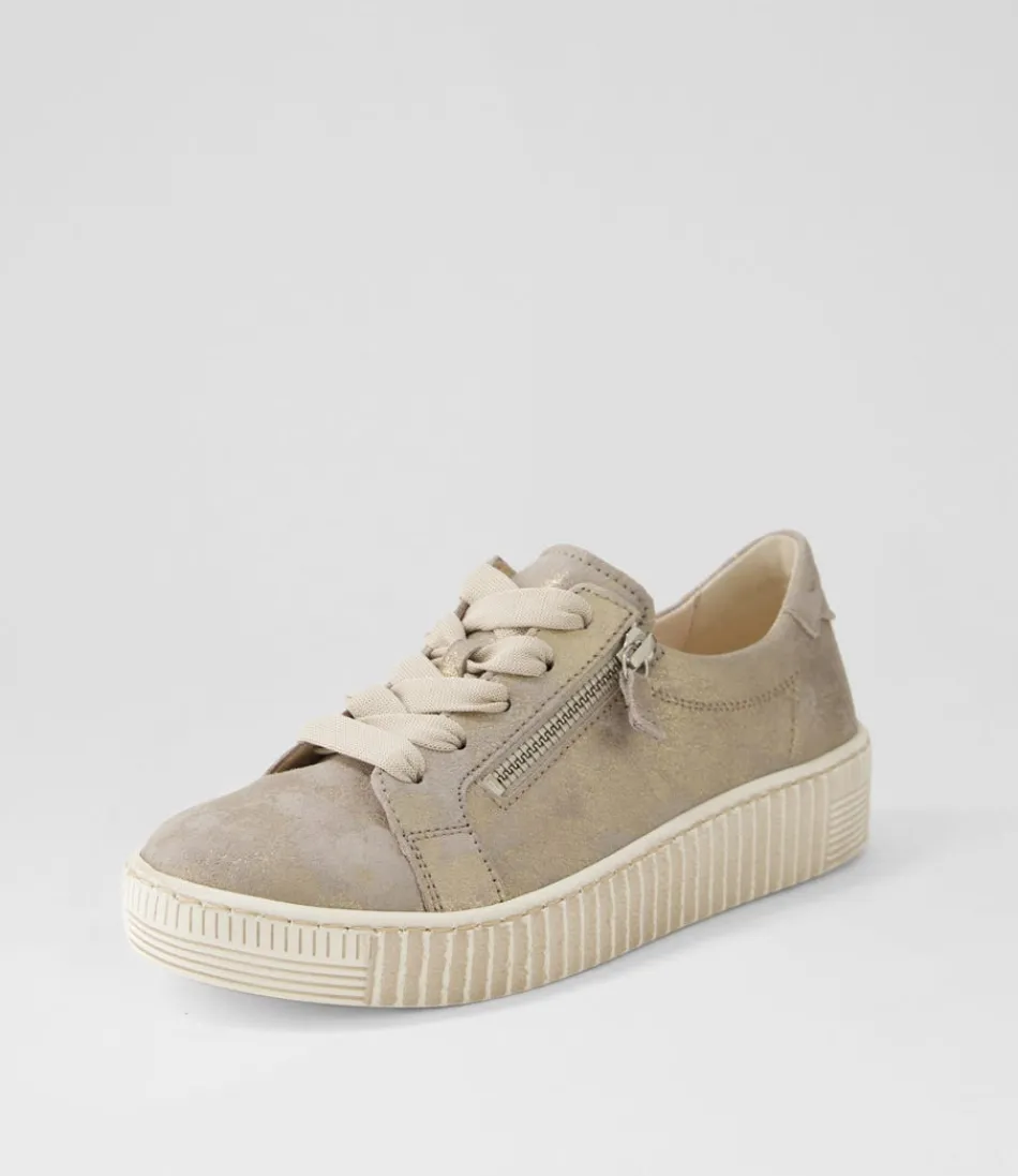 Women GABOR Comfort<Amelia Muschel Beige Suede Sneakers