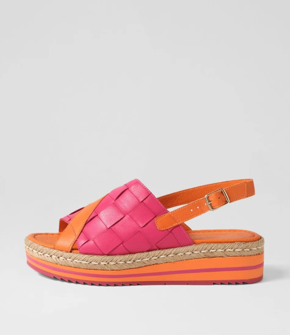 Women DJANGO & JULIETTE Espadrilles<Ames Bright Orange Fuchsia Leather Sandals