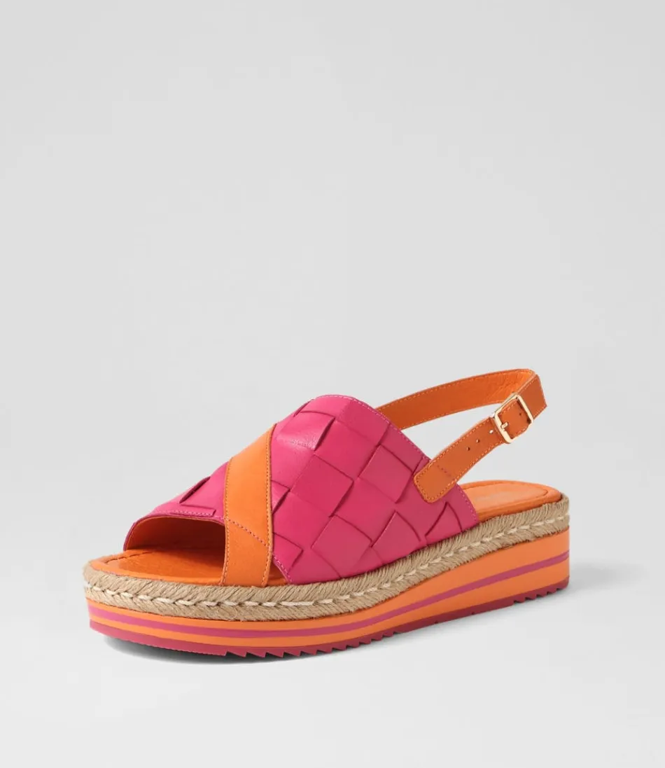 Women DJANGO & JULIETTE Espadrilles<Ames Bright Orange Fuchsia Leather Sandals