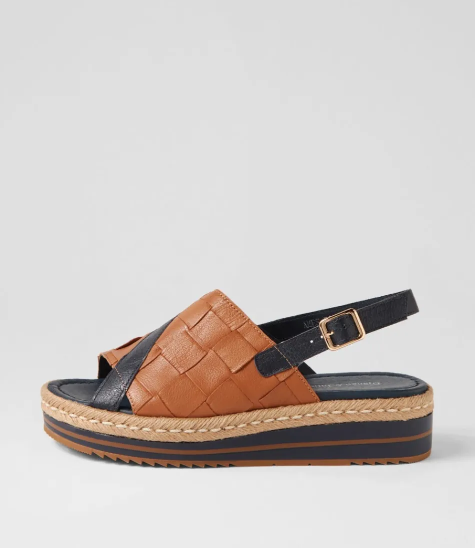 Women DJANGO & JULIETTE Espadrilles<Ames Navy Dark Tan Leather Espadrilles