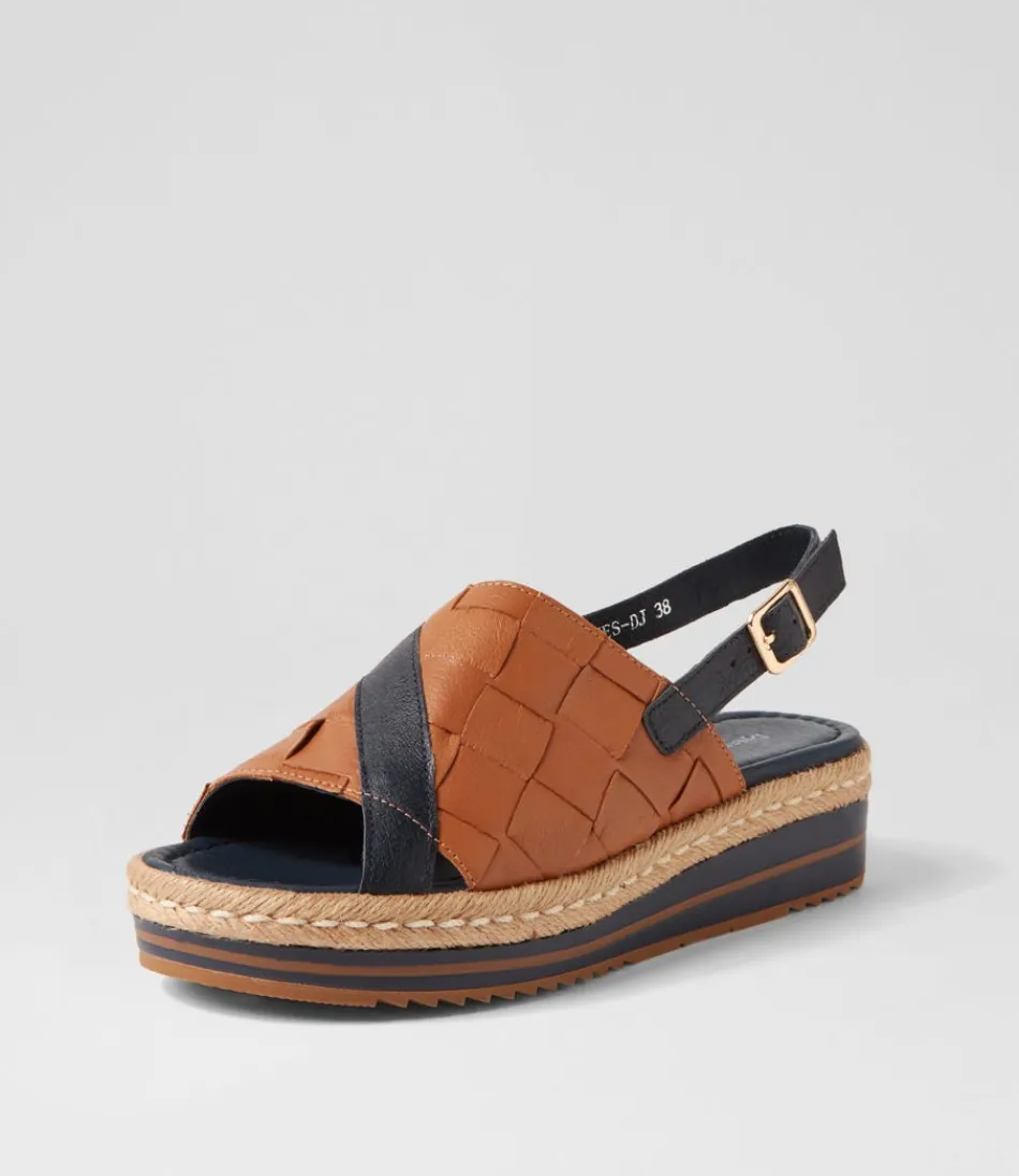 Women DJANGO & JULIETTE Espadrilles<Ames Navy Dark Tan Leather Espadrilles