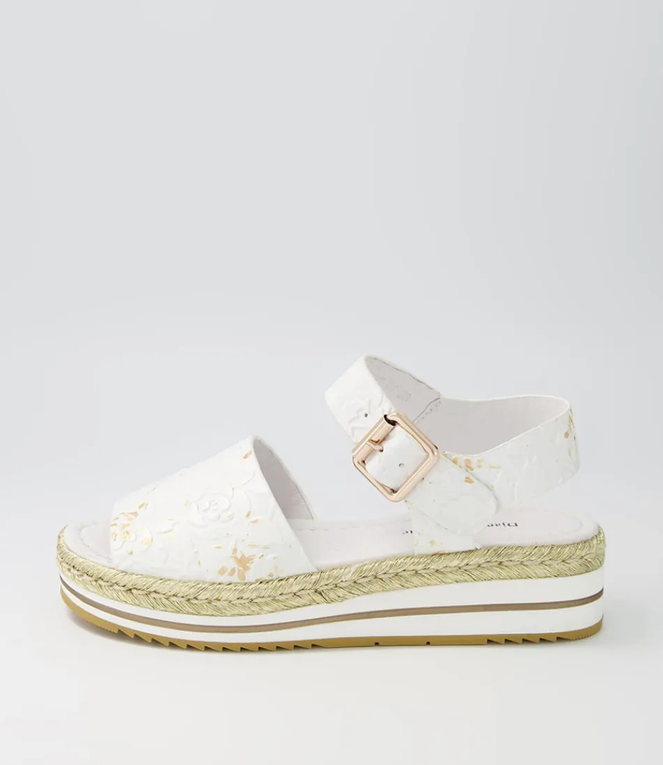 Women DJANGO & JULIETTE Espadrilles<Amillent White Gold Flower Leather Espadrilles