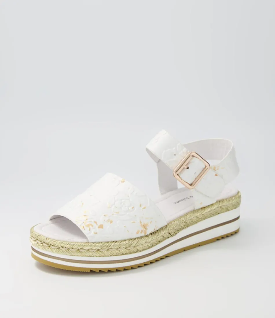 Women DJANGO & JULIETTE Espadrilles<Amillent White Gold Flower Leather Espadrilles