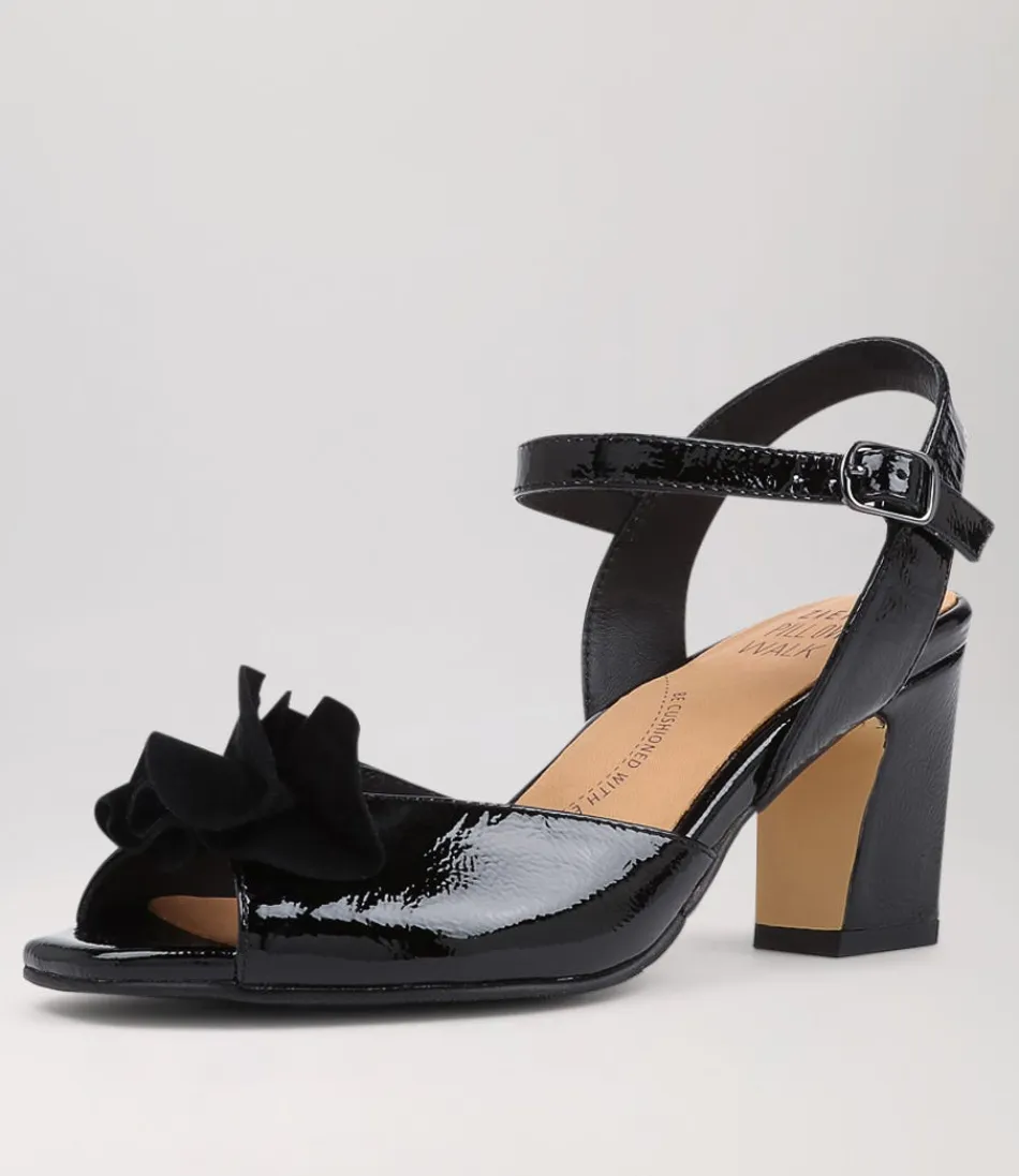 Women ZIERA Heels<Antonia W Black Patent Suede Sandals