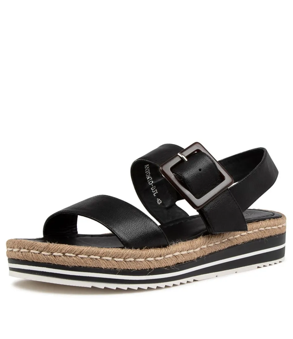 Women DJANGO & JULIETTE Espadrilles<Antonio Lrg Blk Leather