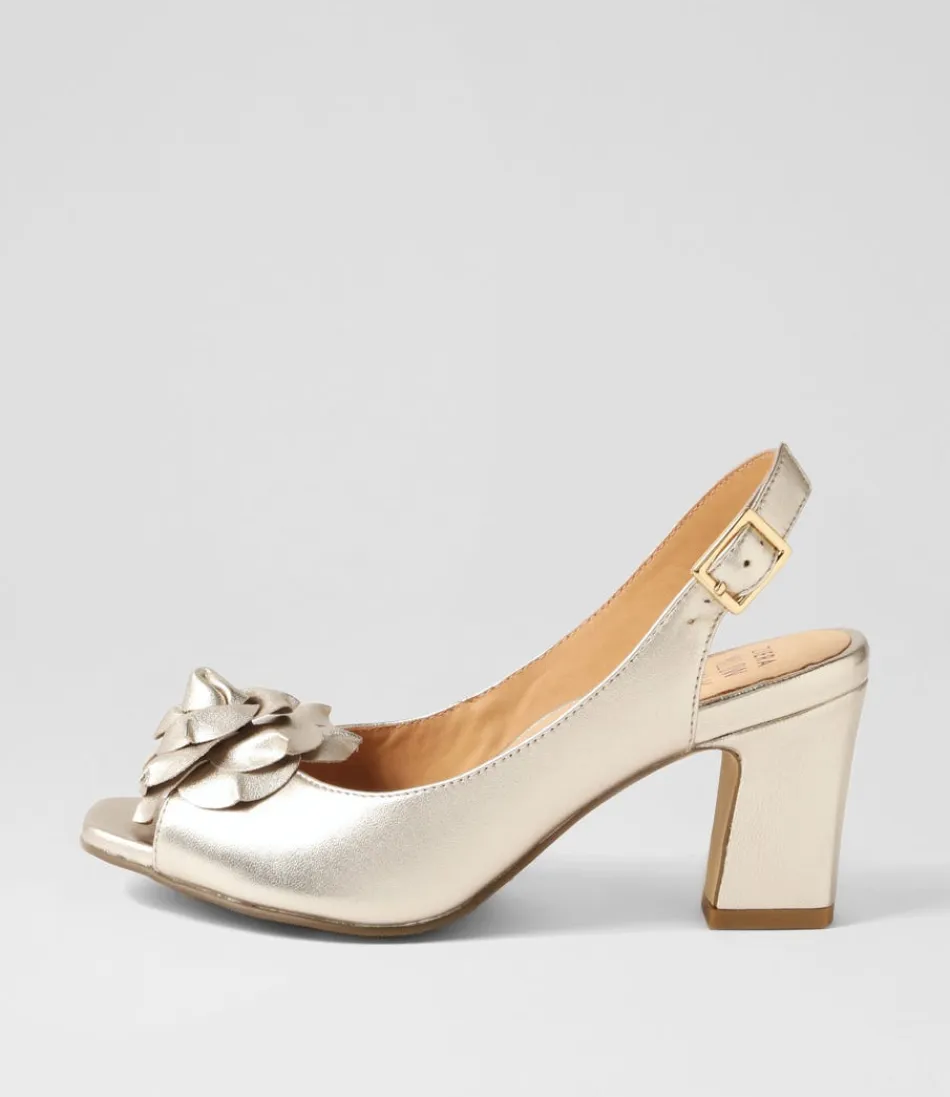 Women ZIERA Heels<Aprills W Pale Gold Leather Sandals