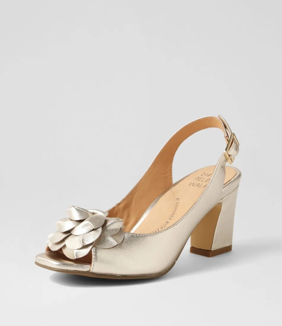 Women ZIERA Heels<Aprills W Pale Gold Leather Sandals