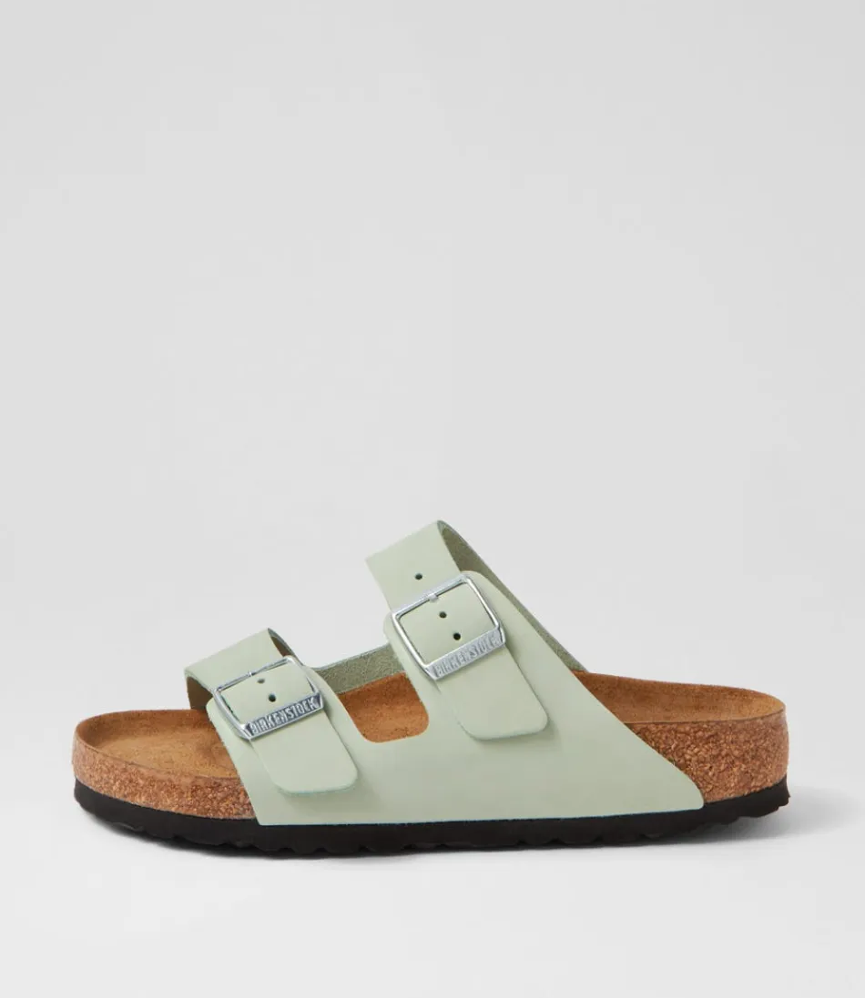 Women BIRKENSTOCK Comfort<Arizona Sfb Matcha Nubuck Slides