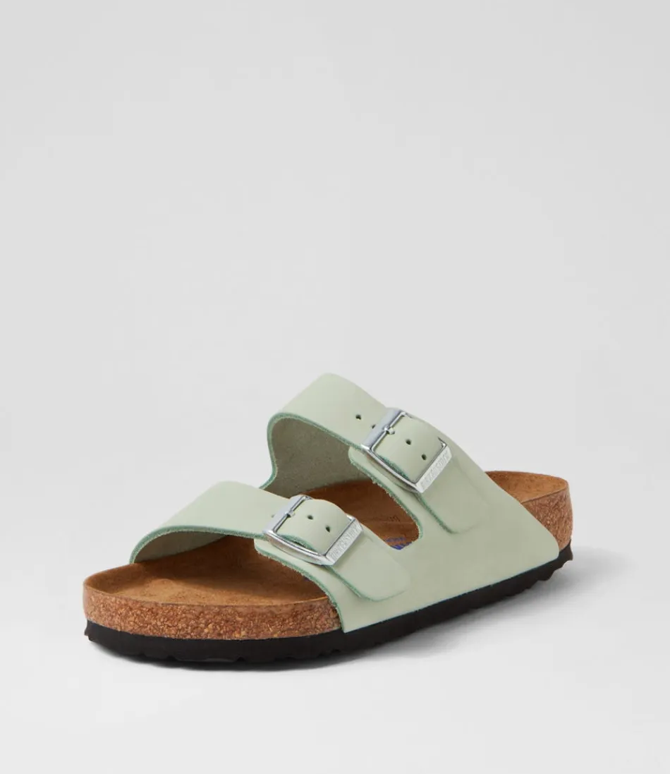 Women BIRKENSTOCK Comfort<Arizona Sfb Matcha Nubuck Slides