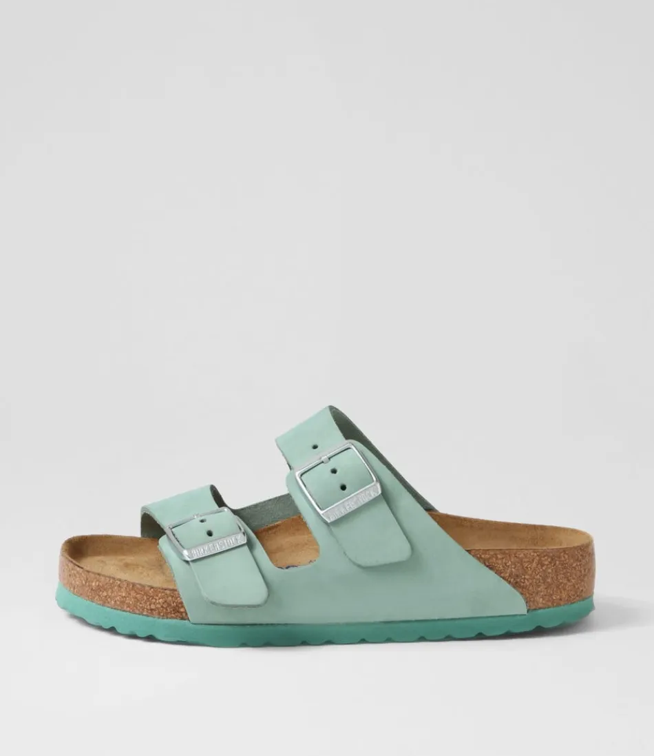 Women BIRKENSTOCK Comfort<Arizona Sfb Nubuck Beryl Nubuck Slides