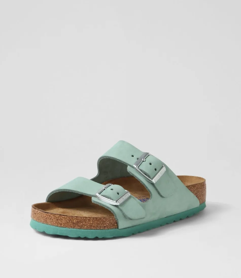 Women BIRKENSTOCK Comfort<Arizona Sfb Nubuck Beryl Nubuck Slides