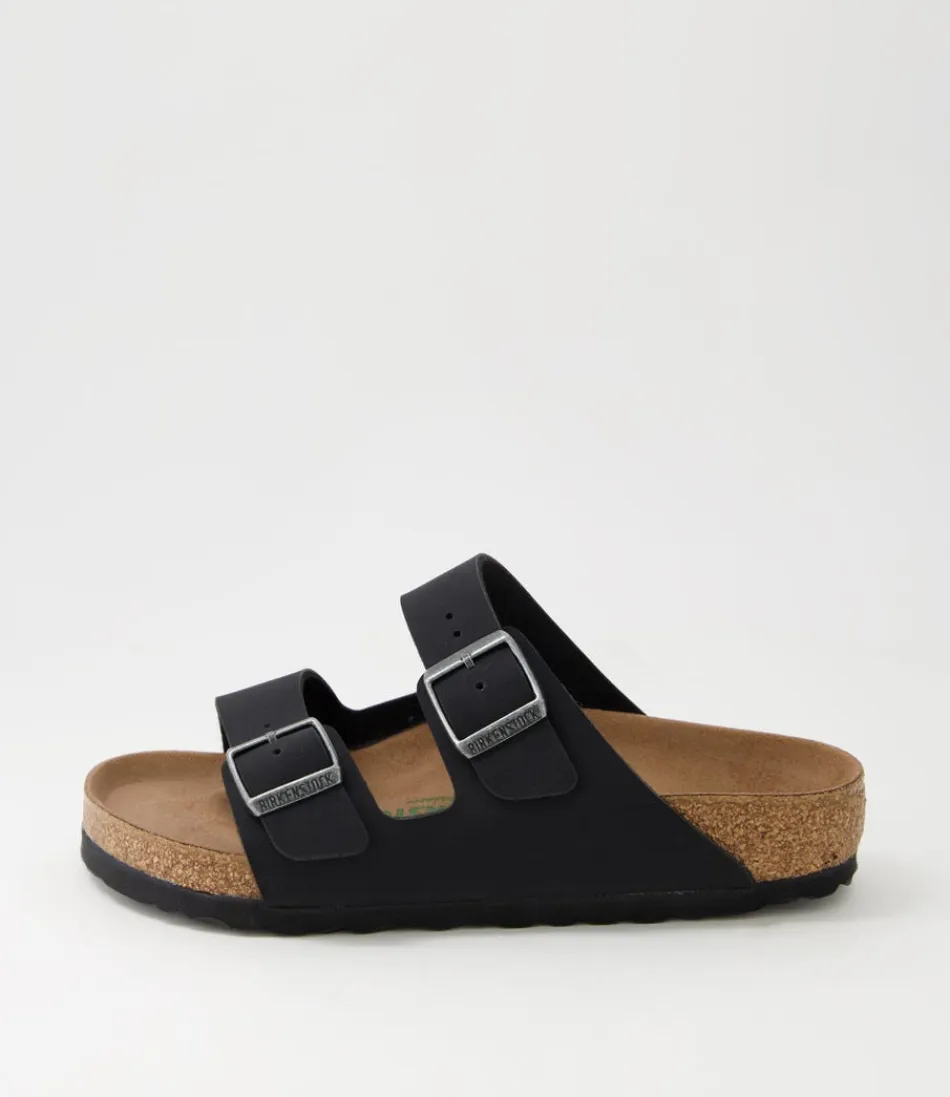 Women BIRKENSTOCK Comfort<Arizona Vegan W Black Birkibuc Slides