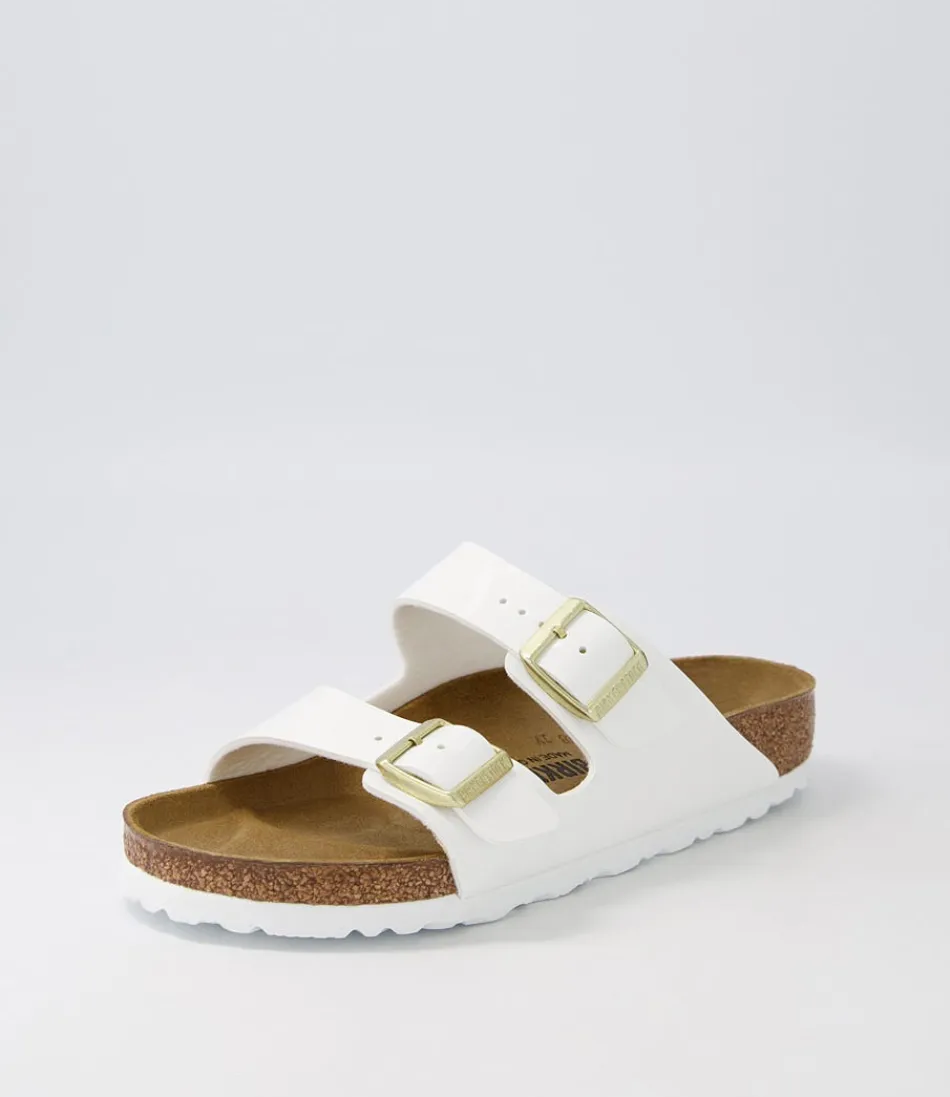 Women BIRKENSTOCK Comfort<Arizona White Birkoflor Patent Slides