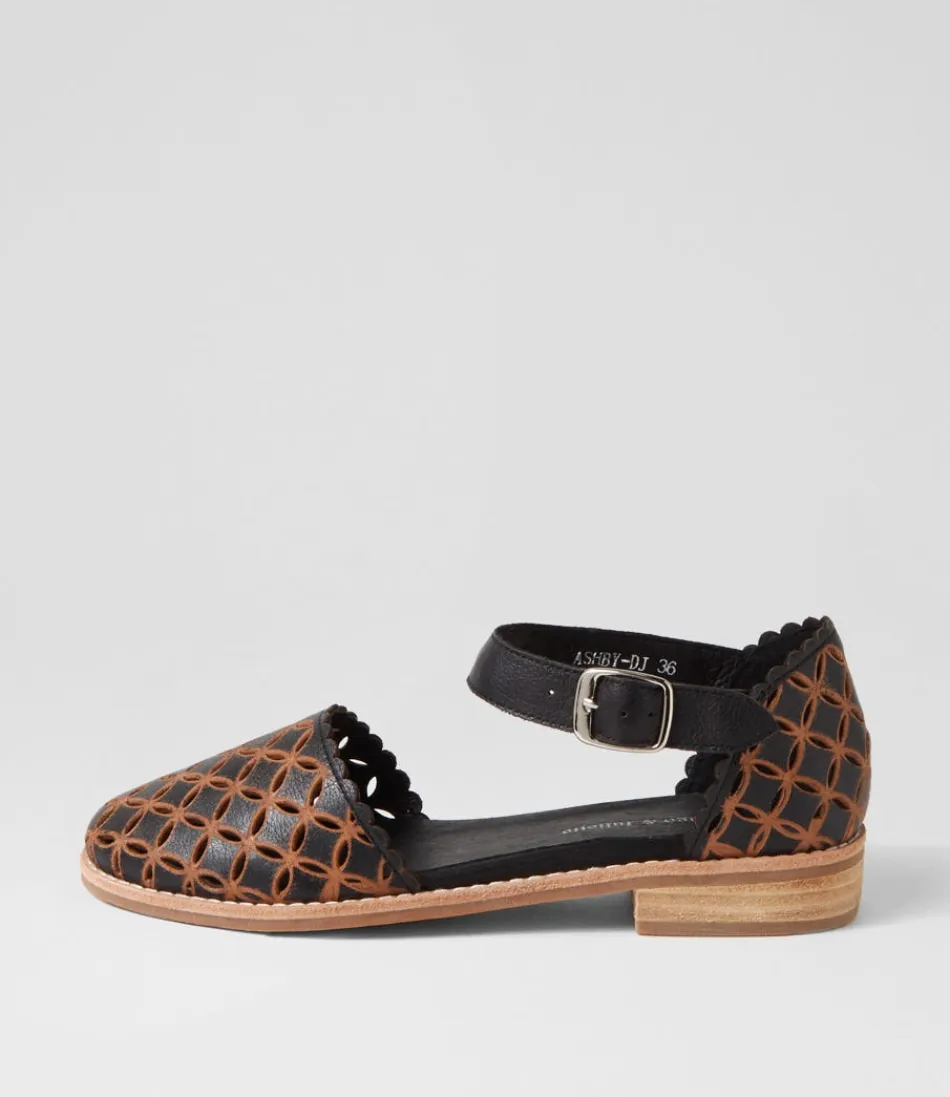 Women DJANGO & JULIETTE Flats<Ashby Black Tan Leather Mary Janes