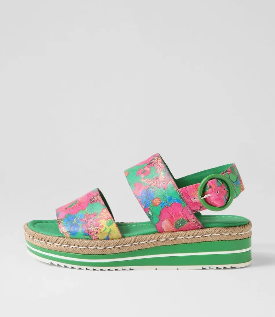 Women DJANGO & JULIETTE Espadrilles<Atha Emerald Flowermania Leather Espadrilles