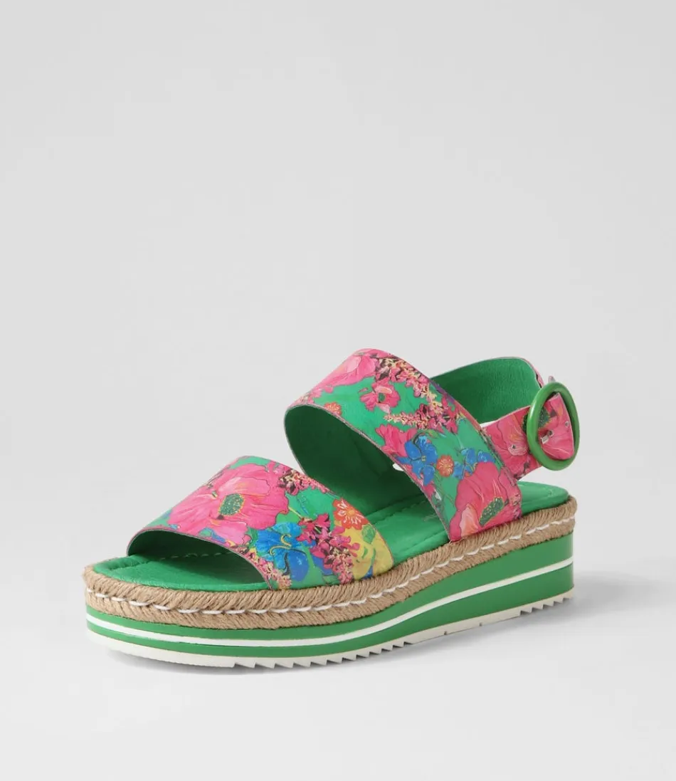 Women DJANGO & JULIETTE Espadrilles<Atha Emerald Flowermania Leather Espadrilles