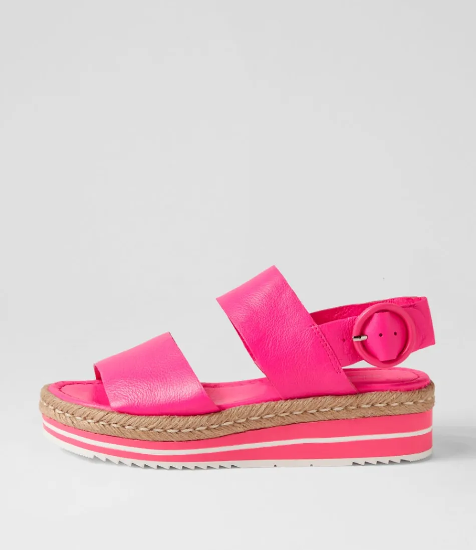 Women DJANGO & JULIETTE Espadrilles<Atha Hot Pink Leather Espadrilles