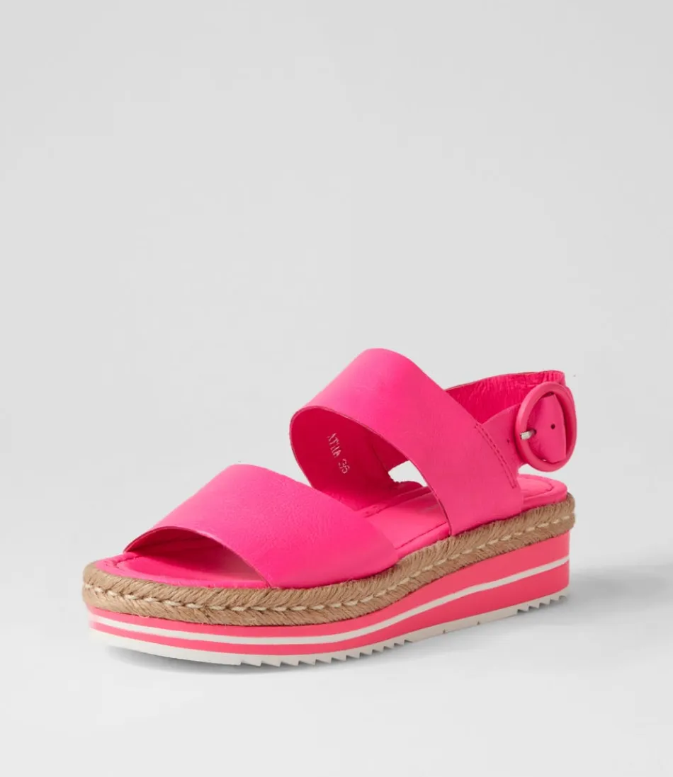 Women DJANGO & JULIETTE Espadrilles<Atha Hot Pink Leather Espadrilles