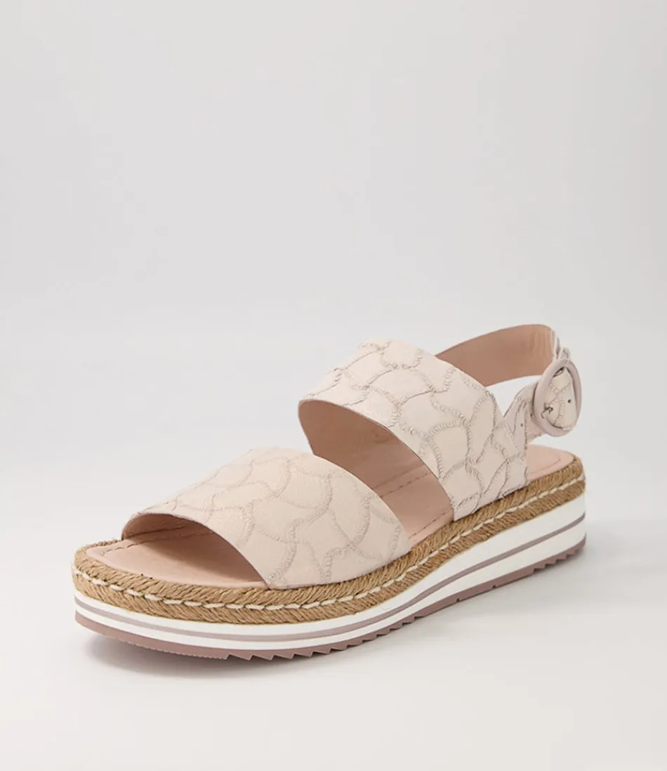 Women DJANGO & JULIETTE Espadrilles<Atha Large Fit Nude Frill Leather Sandals