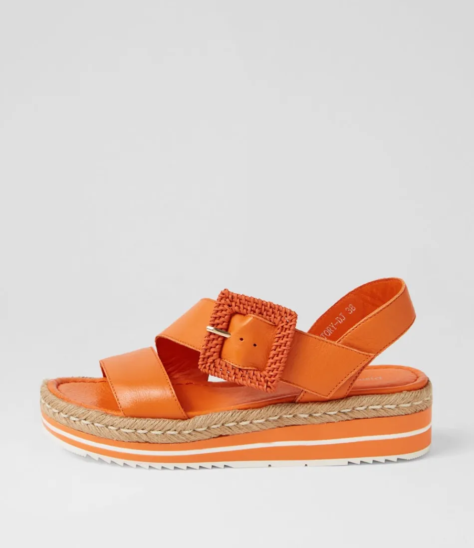 Women DJANGO & JULIETTE Espadrilles<Atory Bright Orange Leather Sandals