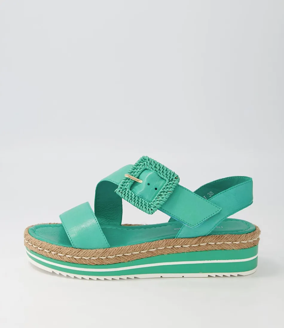 Women DJANGO & JULIETTE Espadrilles<Atory Light Emerald Leather Espadrilles